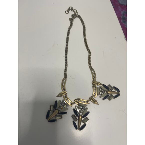 J. Crew J Crew gold tone statement necklace signed costume jewelry faux jewels - Picture 6 of 14